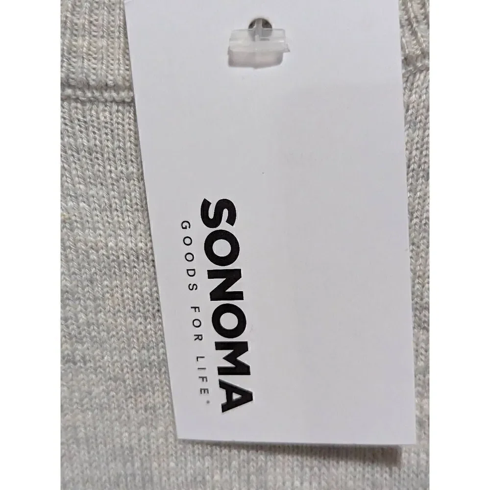 Sonoma Men's Gray Crew Neck Long Sleeves Cotton Blend Pullover Sweater Large NWT